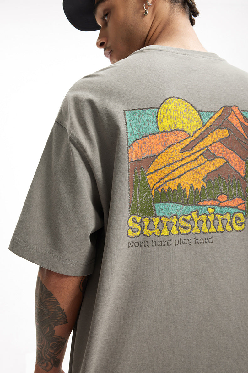 EMBROIDERED FOAM-PRINT T-SHIRT
