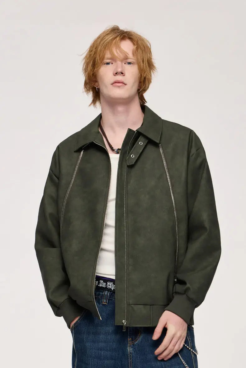 DOUBLE ZIPPER PU LEAHTER JACKET TIO