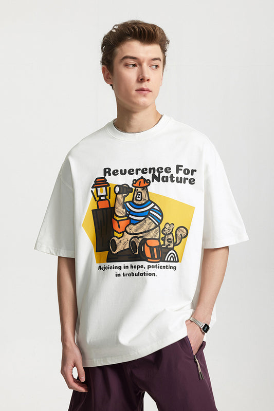 CAMP BEAR PRINT T-SHIRT