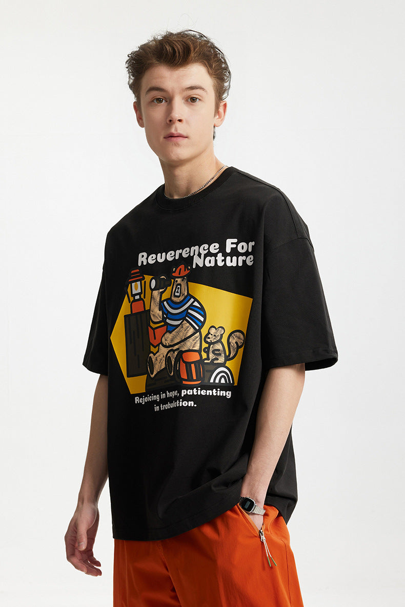 CAMP BEAR PRINT T-SHIRT