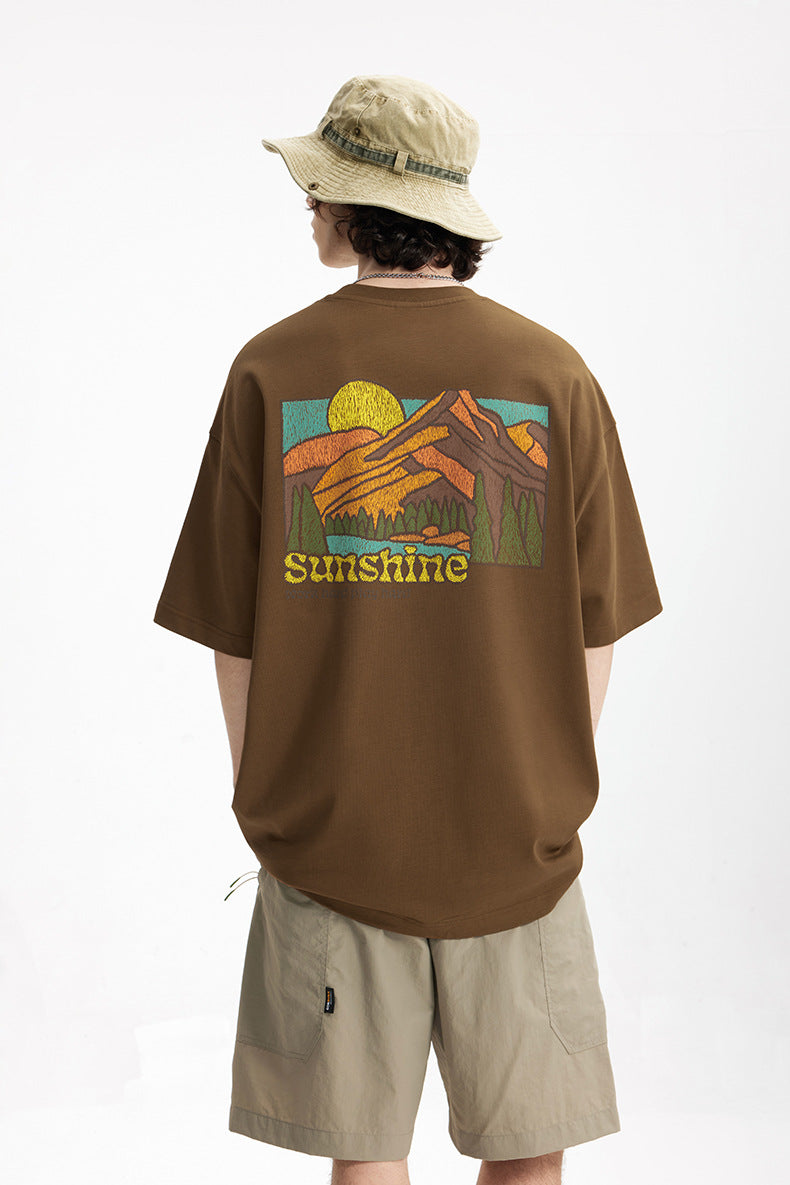 EMBROIDERED FOAM-PRINT T-SHIRT
